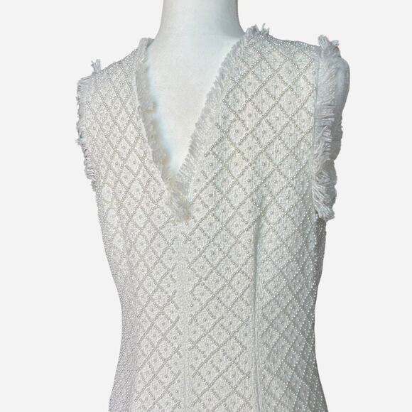 BHLDN White Ella Pearl Beaded Tweed Dress - Picture 6 of 11